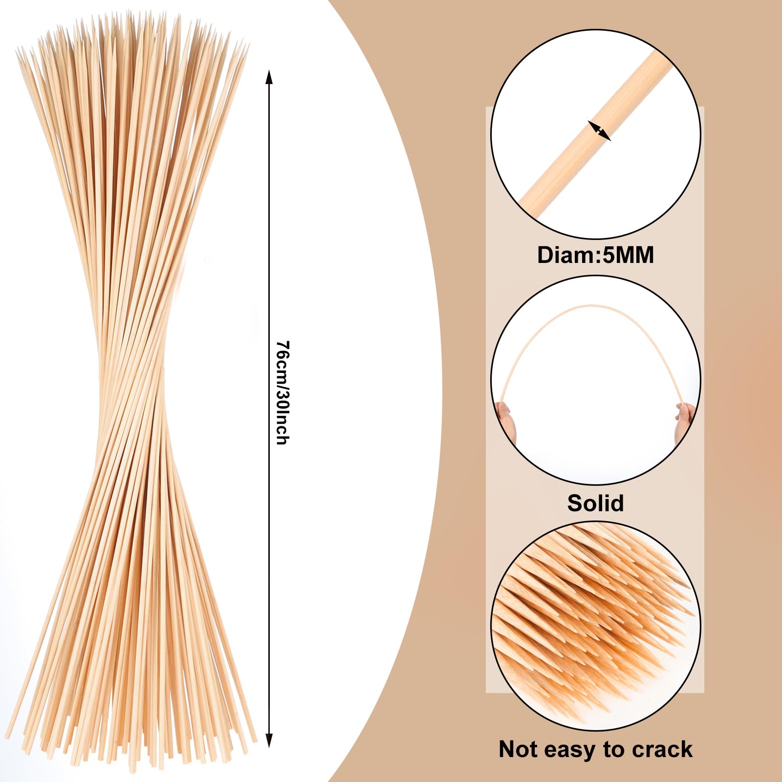 WSICSE 30-inch bamboo skewers provide long reach for safer grilling