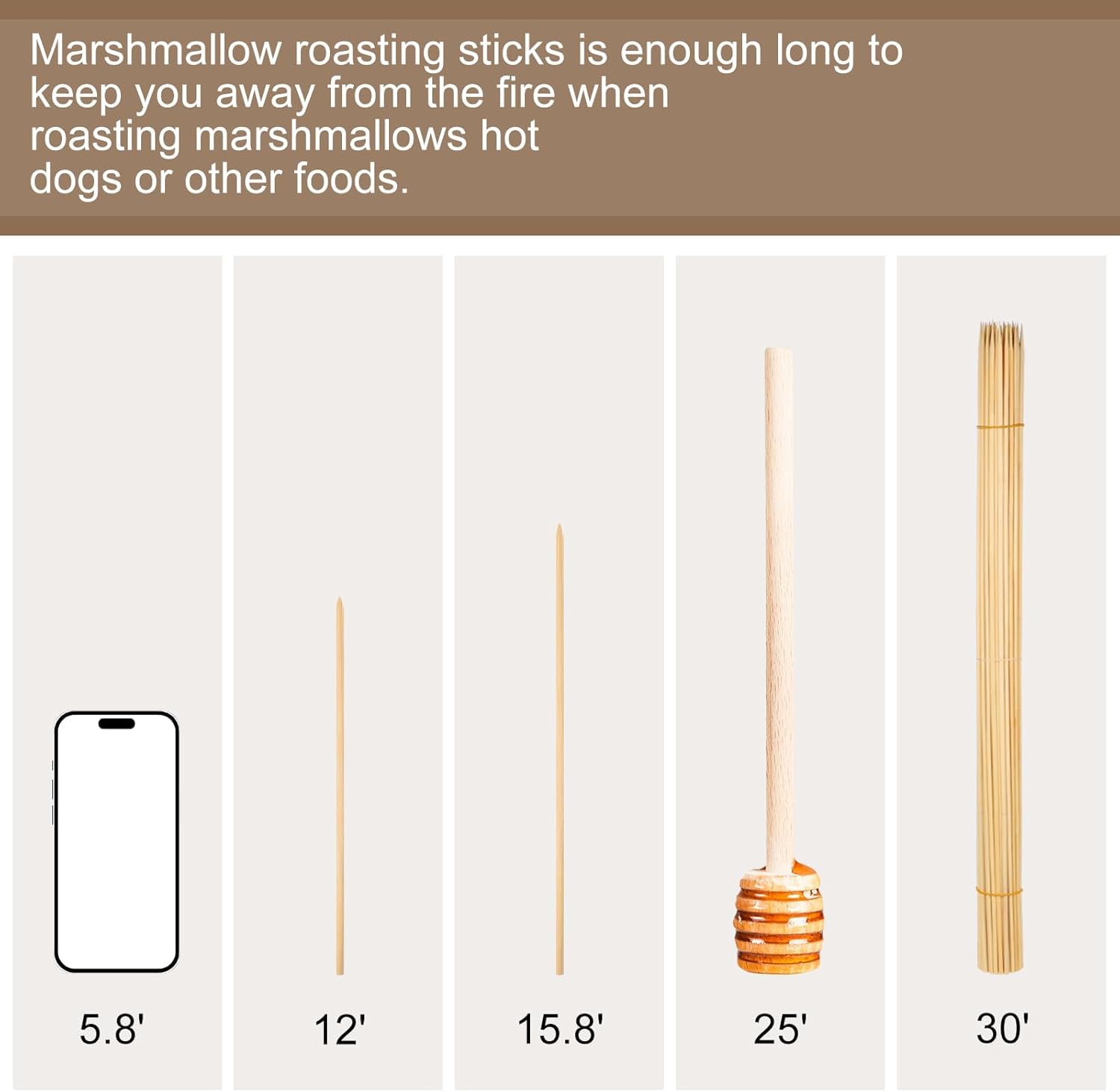 WSICSE semi-pointed-design roasting sticks pierce foods safely with flat end