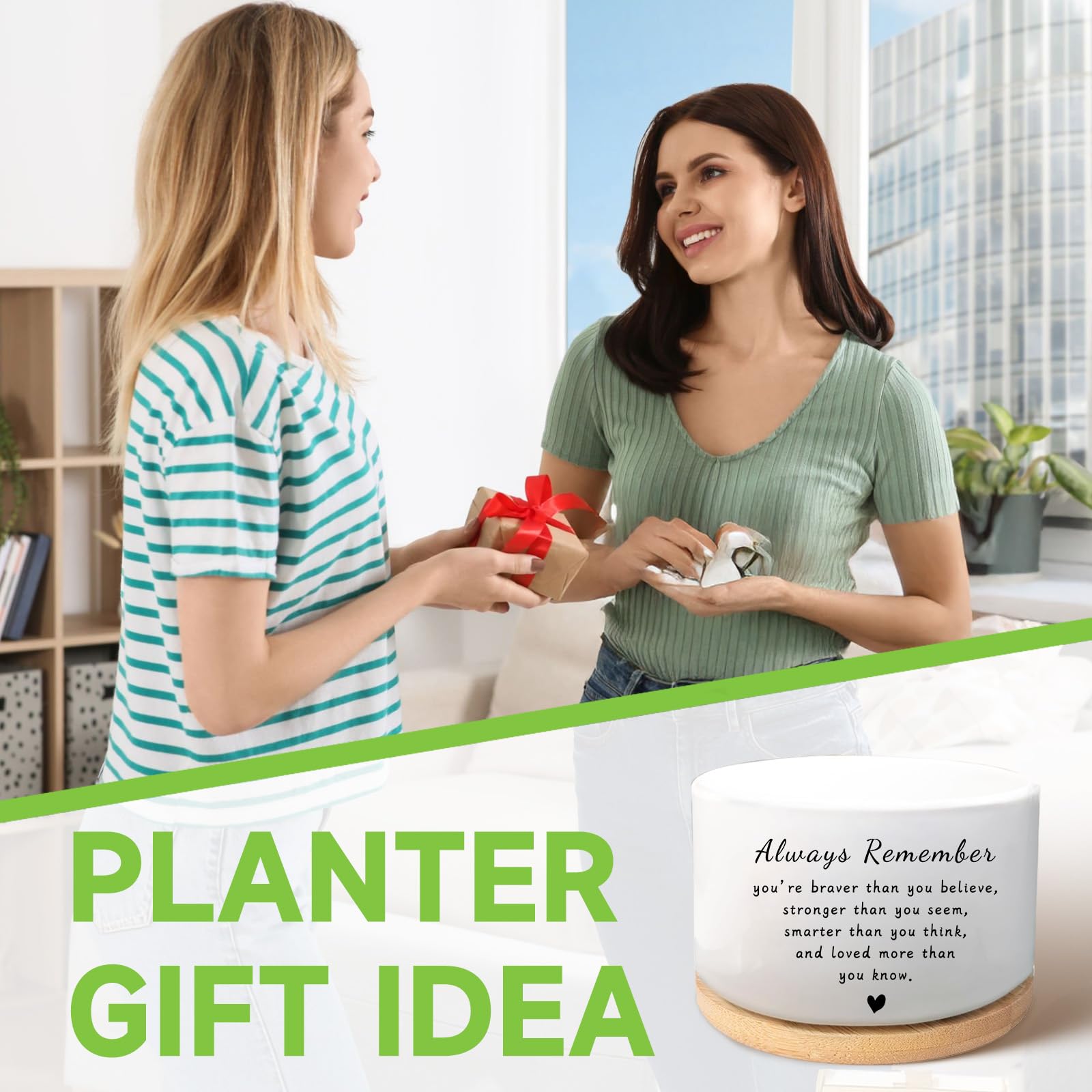 WSLCHOVE modern white planter with patterns and texts for stylish spaces.
