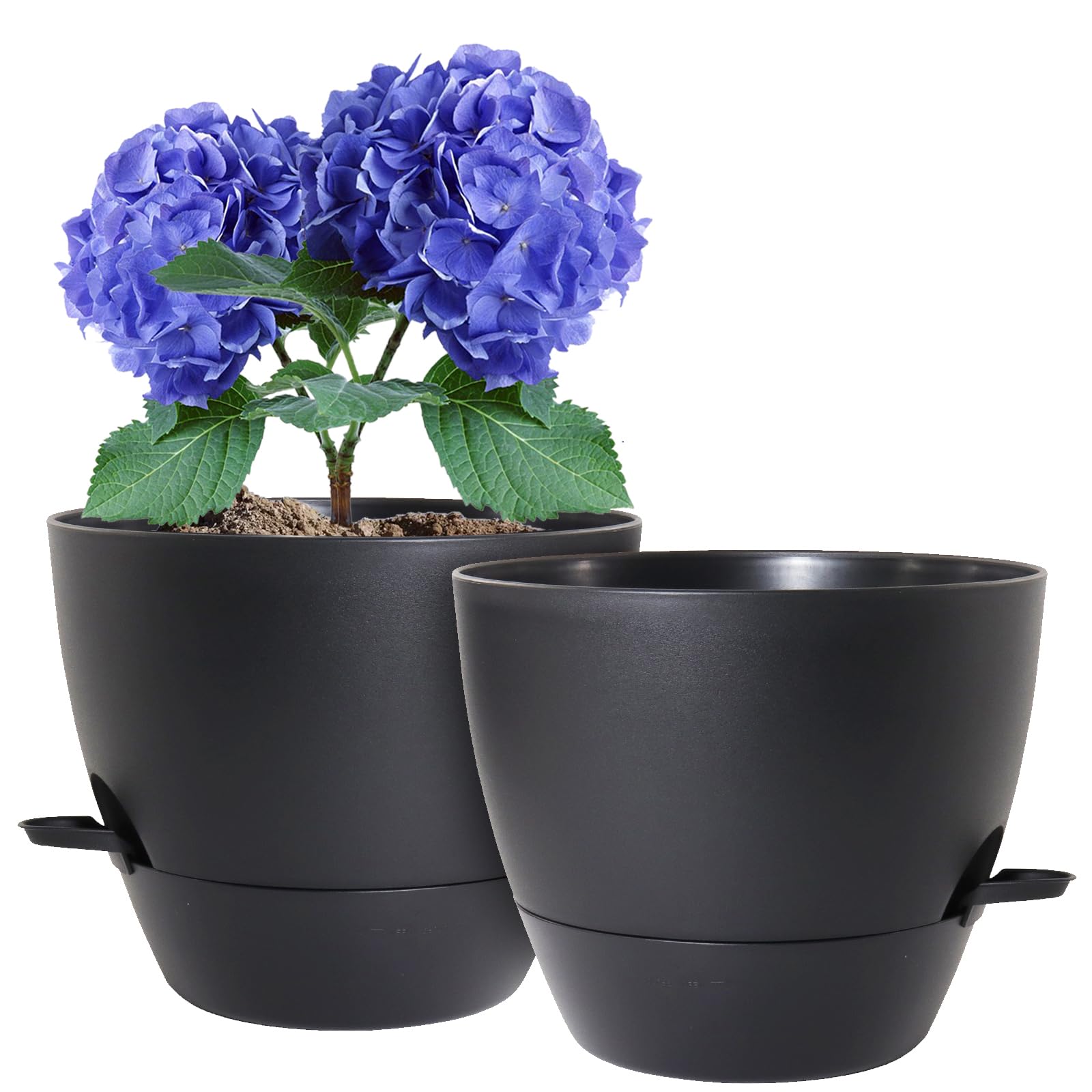 WSMKSZ 10 inch self-watering pots with 2-pack keeps plants hydrated with minimal care.
