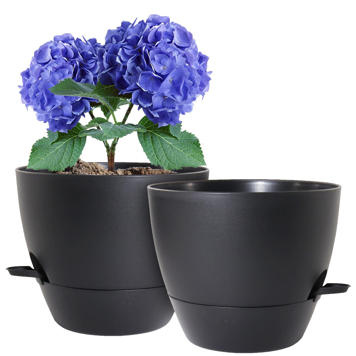 WSMKSZ 10 inch self-watering pots with 2-pack keeps plants hydrated with minimal care.