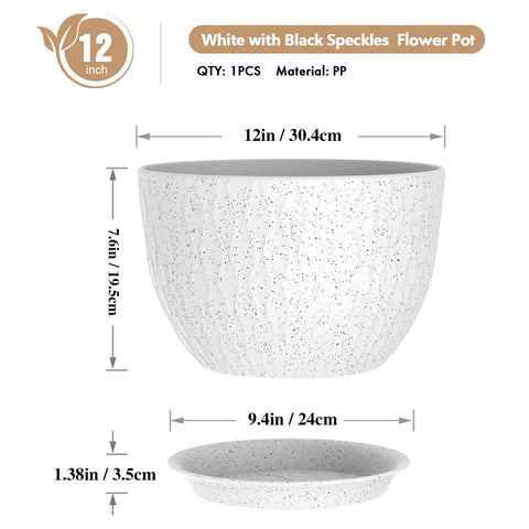 WSMKSZ 12-inch water ripples pot, side view showing generous root space