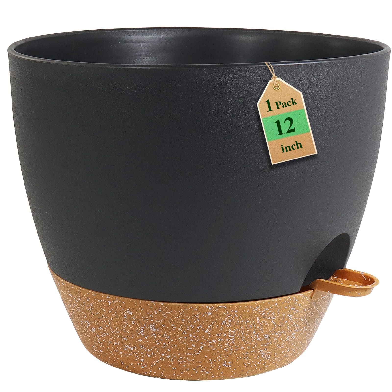 WSMKSZ 12-inch self-watering pot with drainage holes for even indoor hydration.
