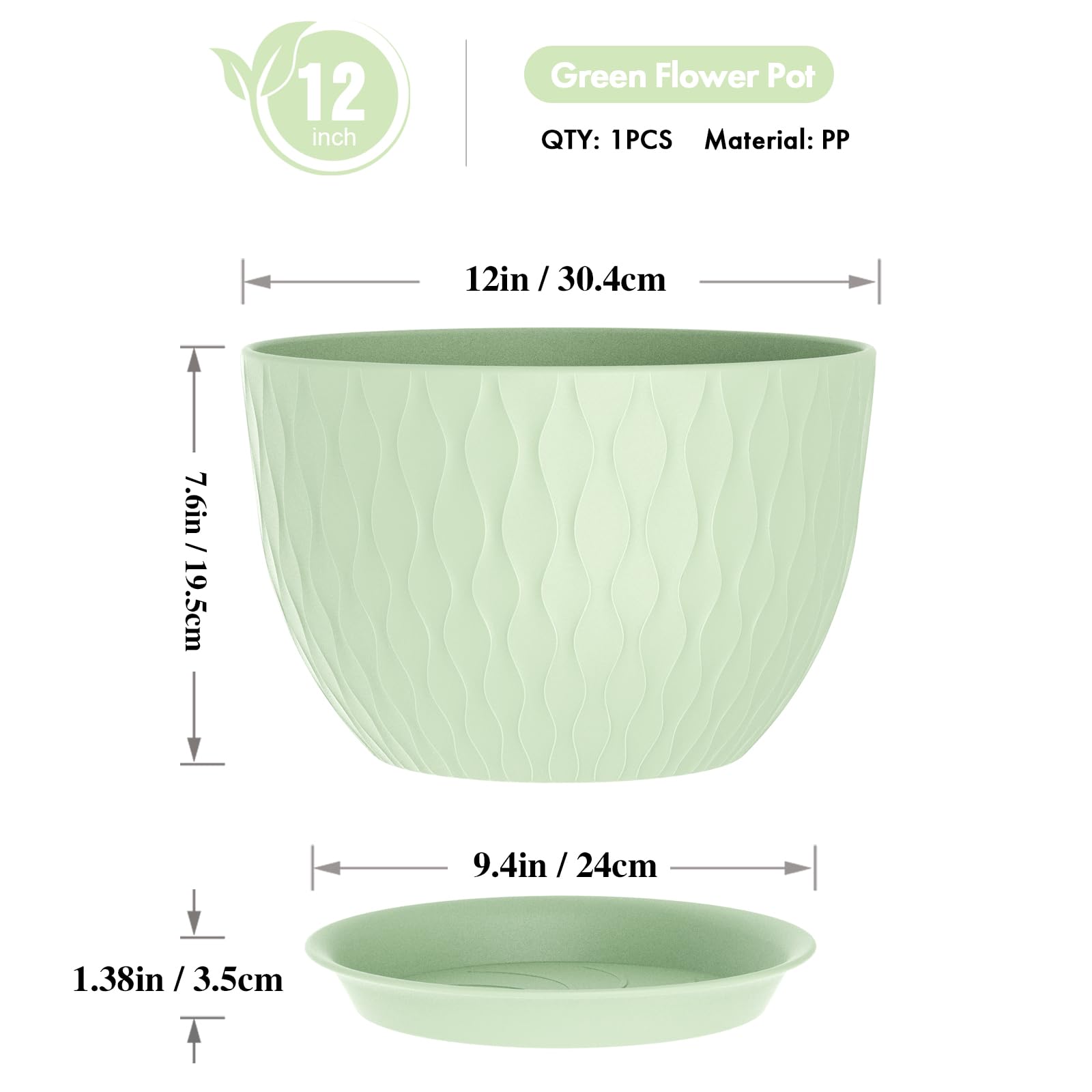 WSMKSZ 12-inch water ripple pot, side view for versatile placement