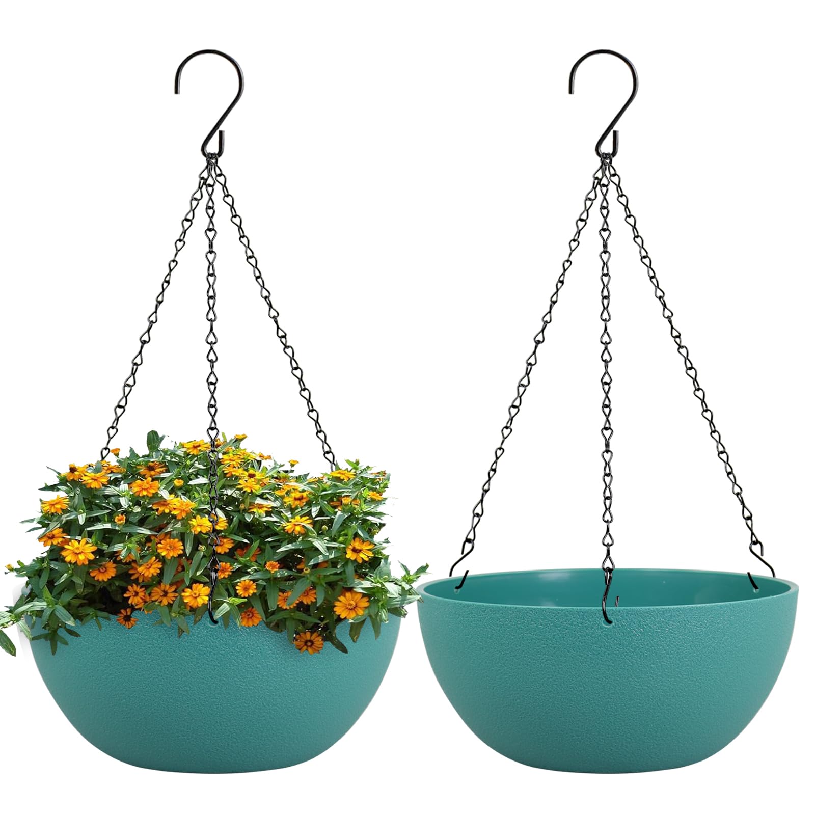 WSMKSZ 13-inch round hanging planter in blue green for indoor and outdoor display