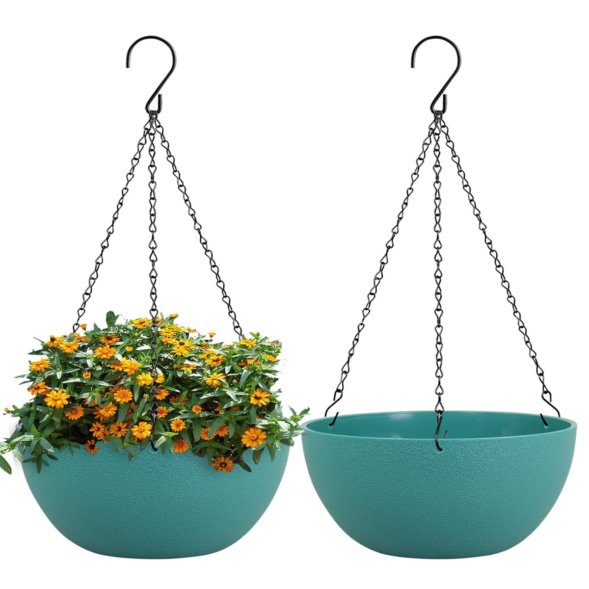 WSMKSZ 13-inch round hanging planter in blue green for indoor and outdoor display