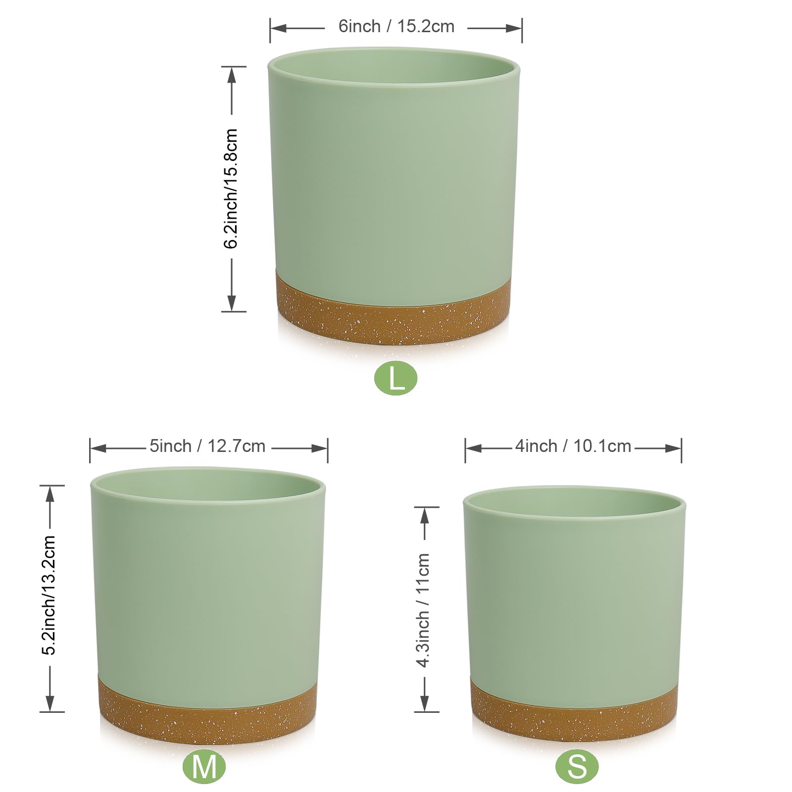 WSMKSZ 3-pack cylindrical pot 5in adds vertical growth options for herbs and greens