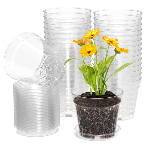 WSMKSZ 4-inch clear nursery pot for easy seedling monitoring and root visibility.
