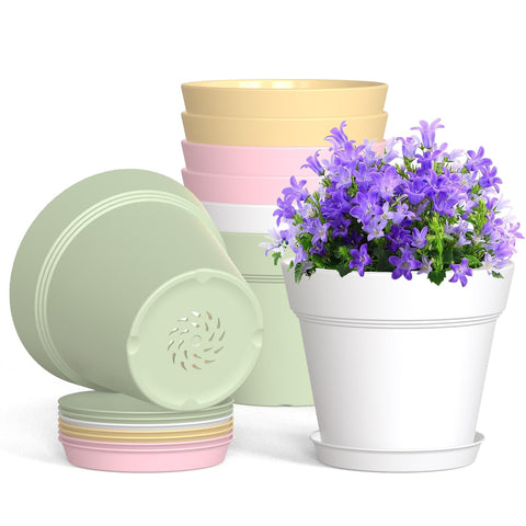 WSMKSZ 4-inch plastic pot with drainage holes, sturdy lightweight planter ideal for seed starting.