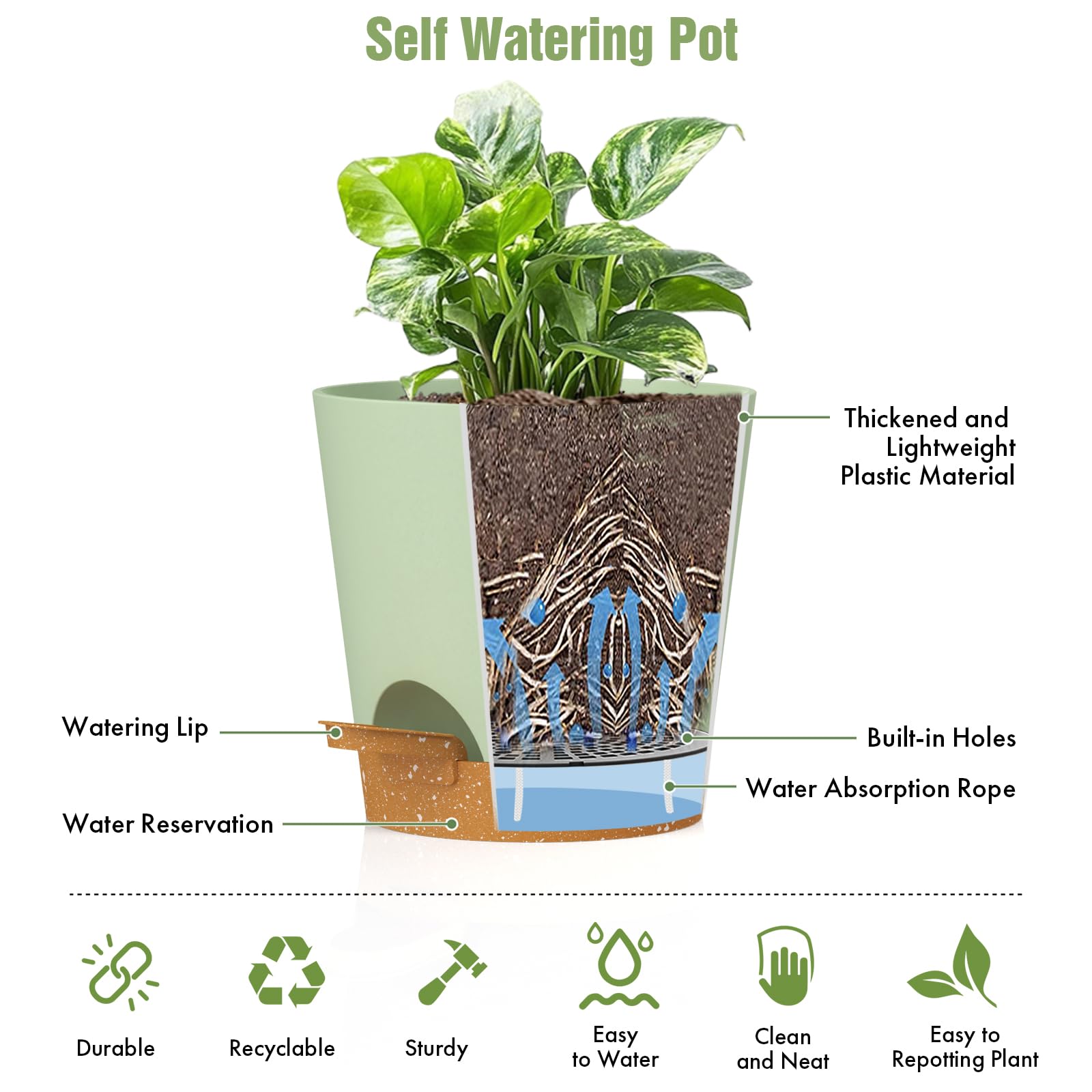 WSMKSZ 4 inch pot made from durable recyclable plastic