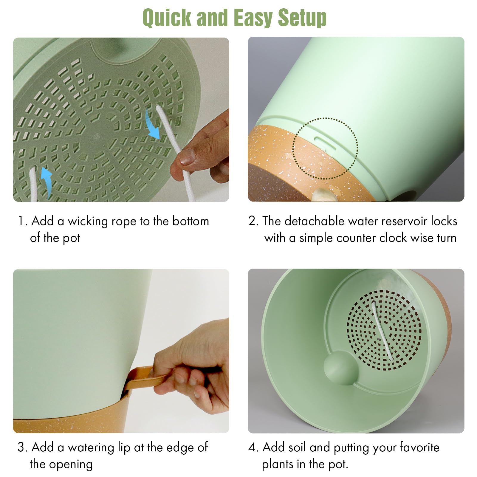 WSMKSZ pot with removable saucer keeps surfaces clean