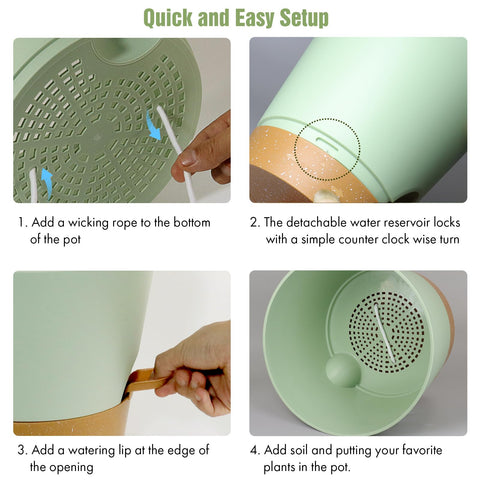 WSMKSZ pot with removable saucer keeps surfaces clean