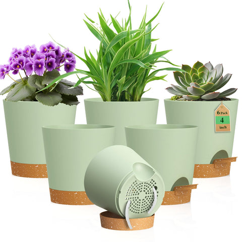 WSMKSZ 4 inch self watering pot with wick rope for even moisture