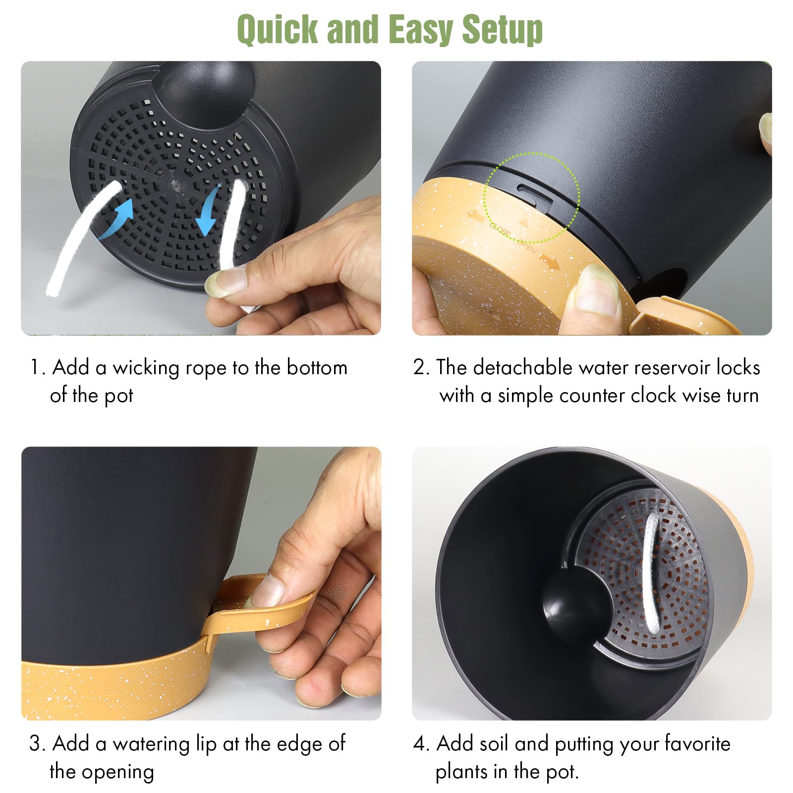 WSMKSZ pot with drainage holes and removable saucer for mess-free maintenance.
