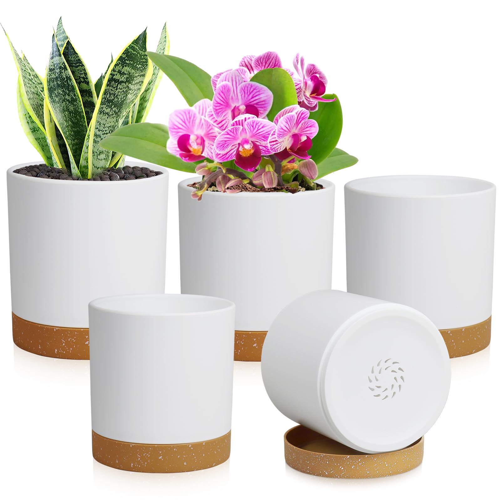 WSMKSZ 4in cylindrical pot with drainage holes for healthy indoor growth.