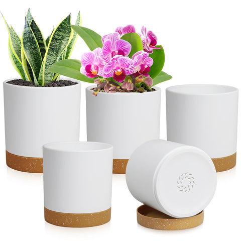 WSMKSZ 4in cylindrical pot with drainage holes for healthy indoor growth.