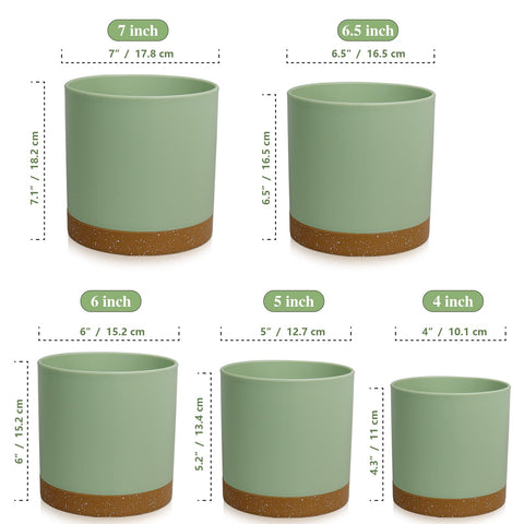 WSMKSZ 5-inch cylindrical pot in green for desk plants