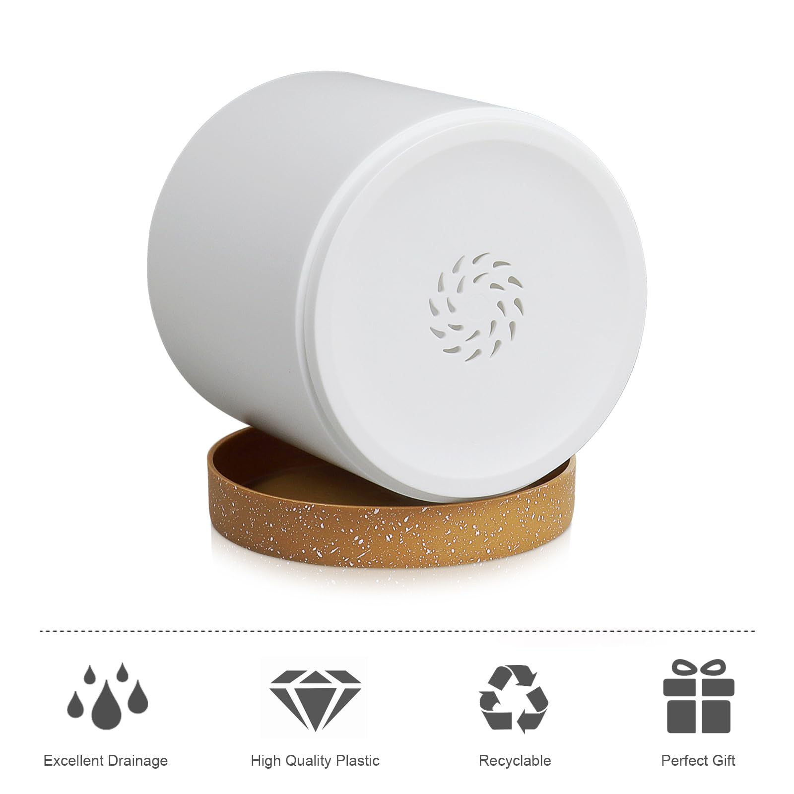 WSMKSZ 6in cylindrical plant pot with matte frosted surface for contemporary decor.