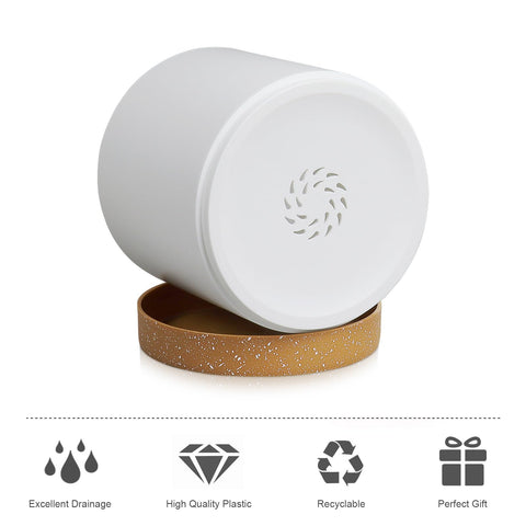 WSMKSZ 6in cylindrical plant pot with matte frosted surface for contemporary decor.