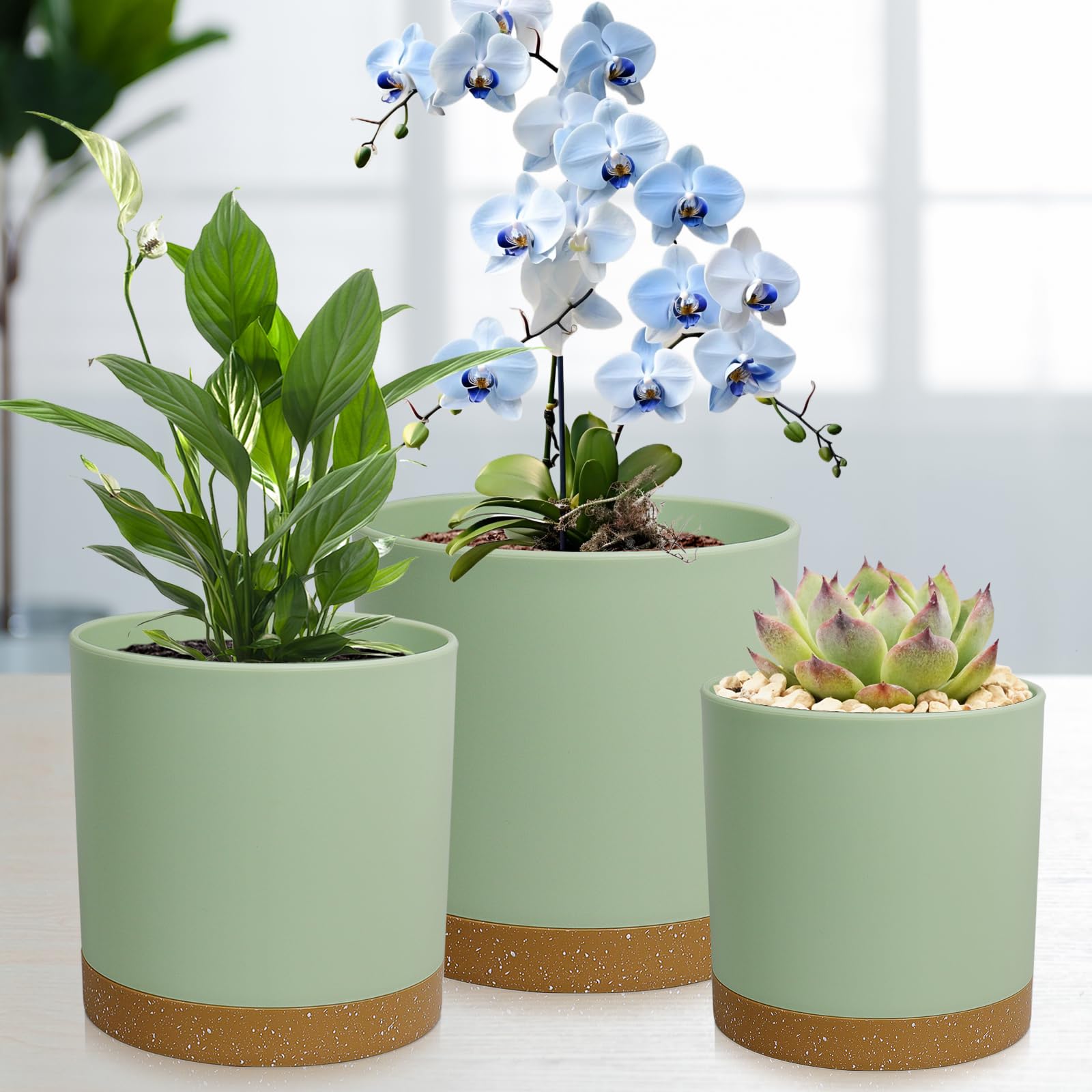 WSMKSZ 7-inch green planter for balcony displays
