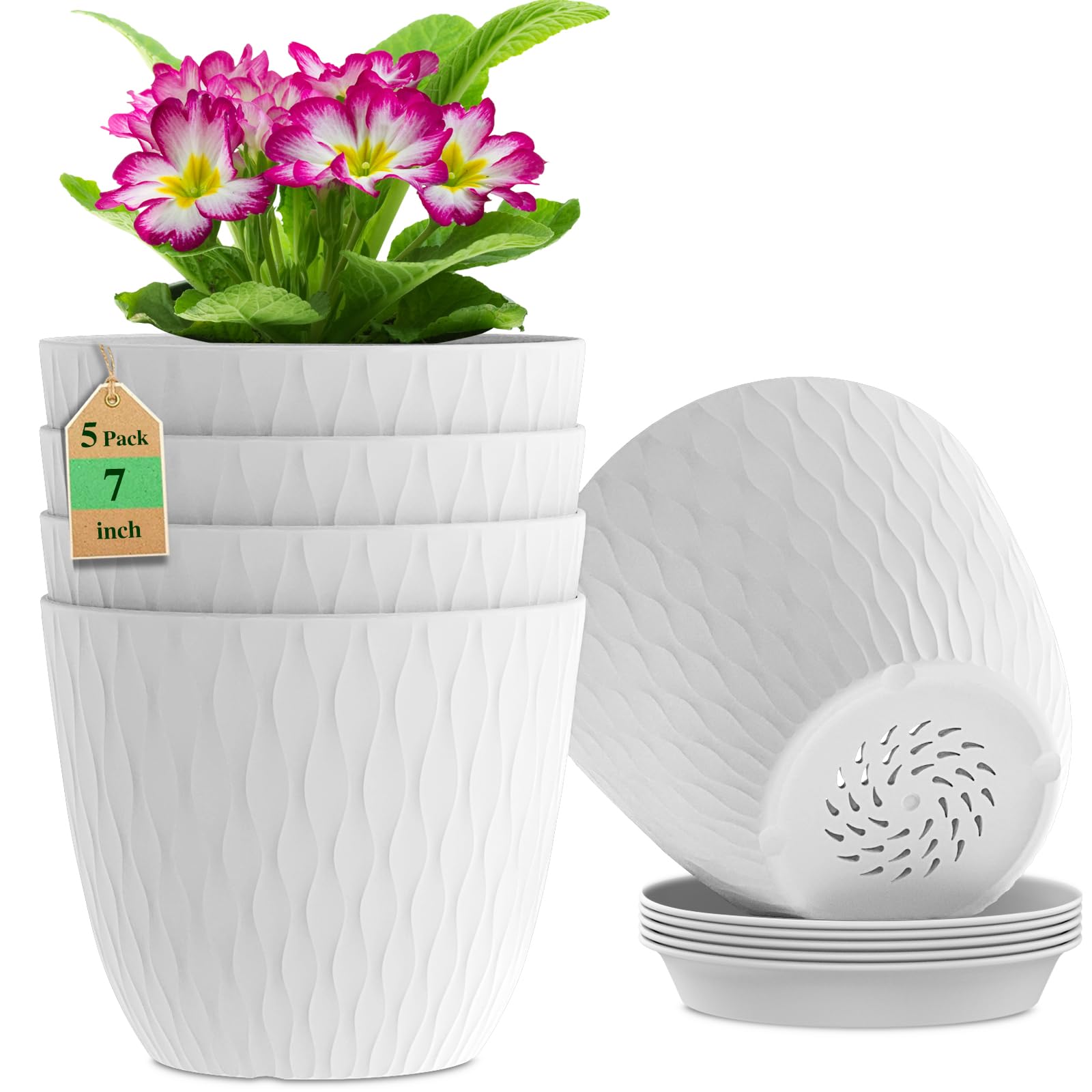 WSMKSZ 7-inch pot with ripple texture for stylish indoor display