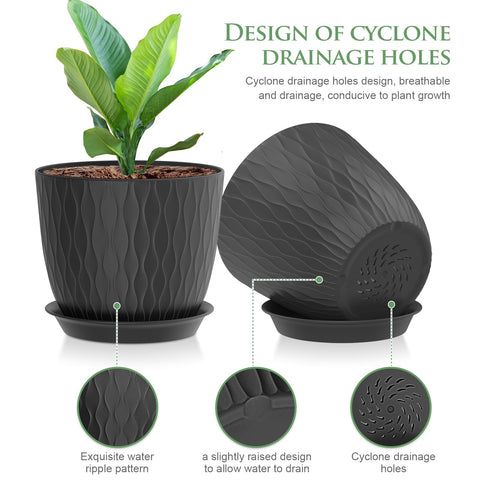 WSMKSZ ripple green pot suited for small herbs and succulents with drainage.