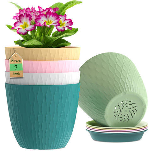 WSMKSZ 7 inch ripple plant pot enhances indoor gardening aesthetic