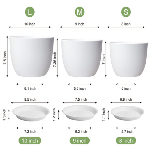 WSMKSZ 8-inch white flower pot top view for shelf styling