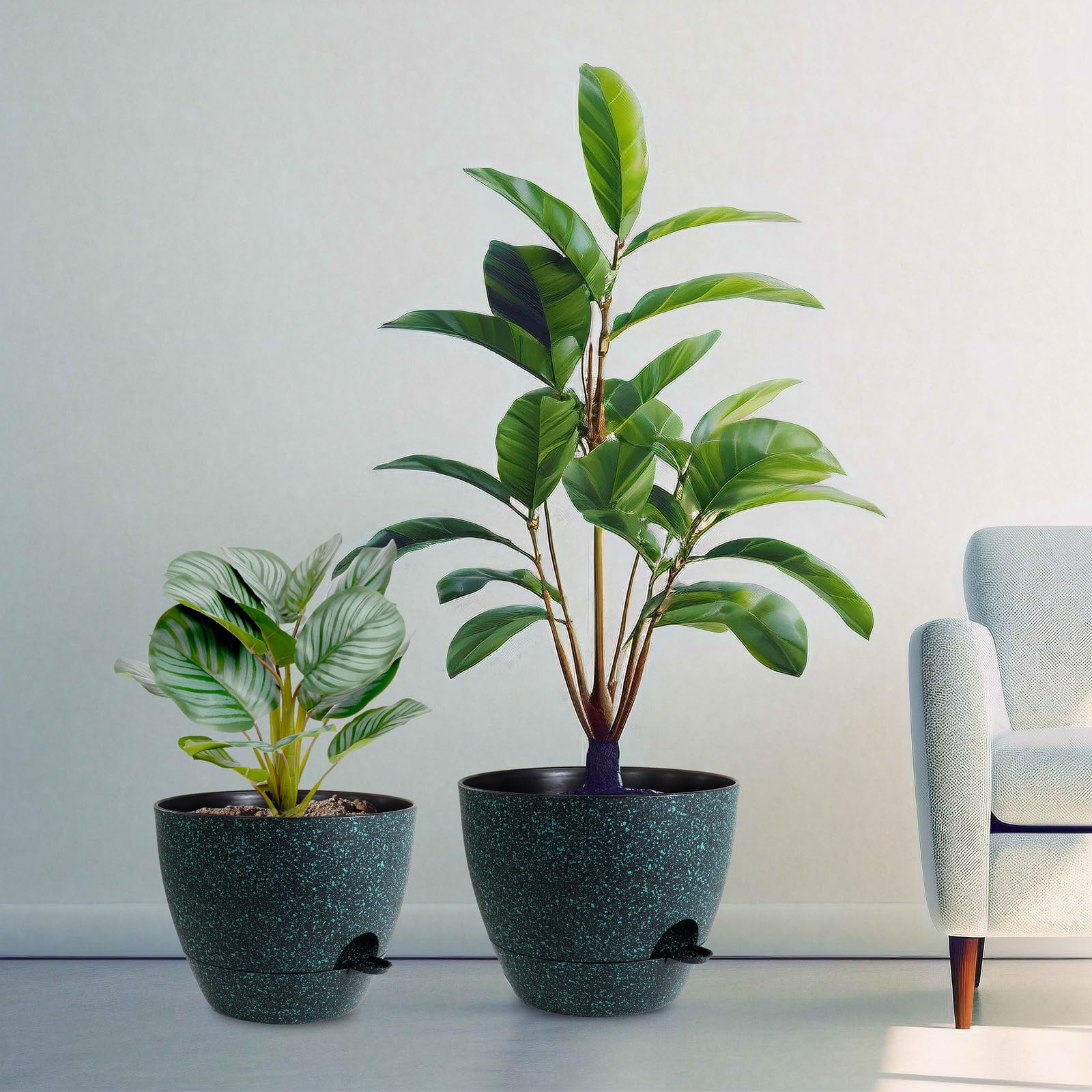 WSMKSZ black with green speckles planter adds color to decor
