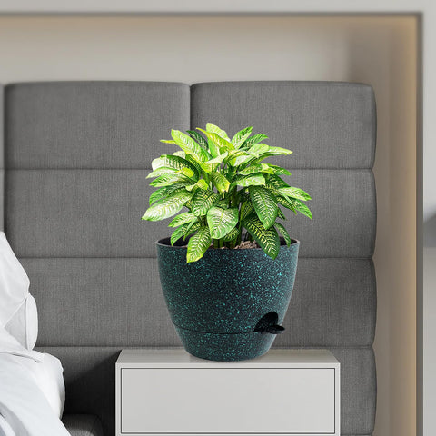 WSMKSZ black with green speckles planter for modern decor