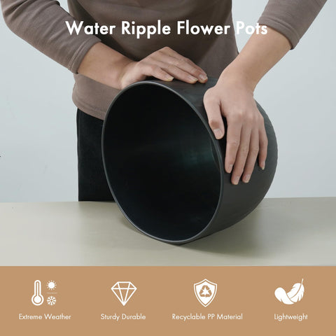 WSMKSZ black-plastic-plant-pot blends with contemporary decor for indoor or outdoor use.