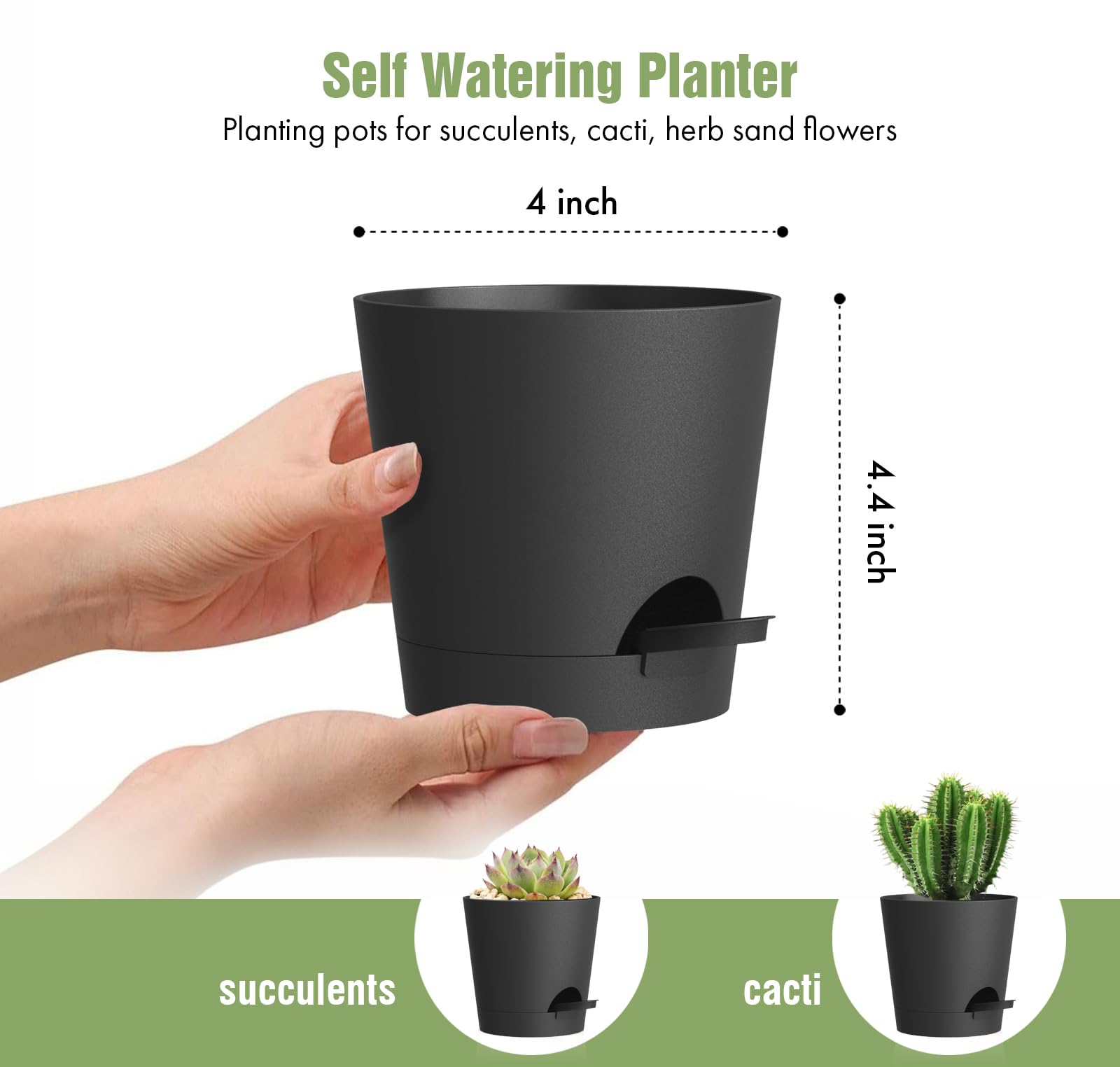 WSMKSZ drainage holes and tray prevent overwatering while keeping surfaces clean.