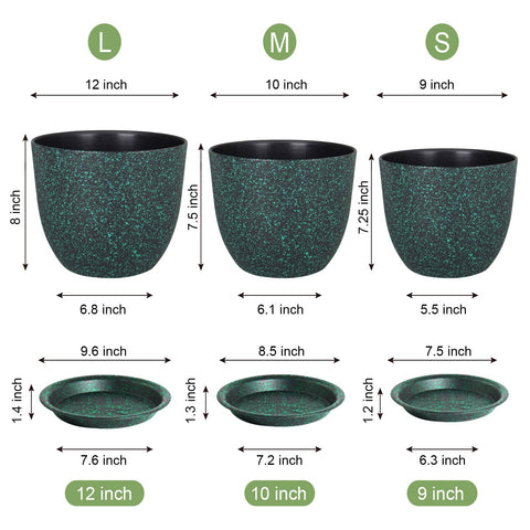 WSMKSZ flower pot with drainage holes and saucer prevents water buildup and spills