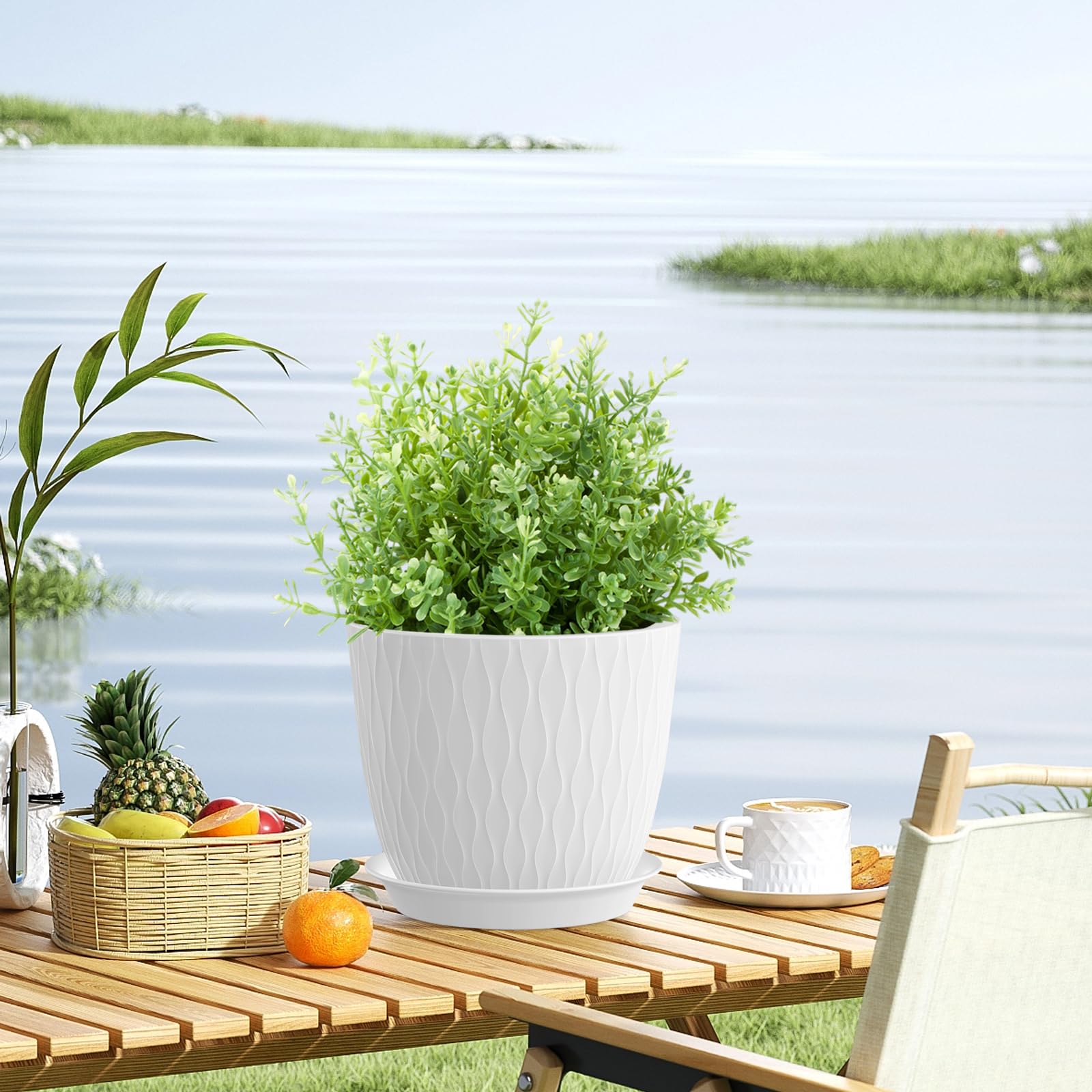 WSMKSZ gift-ready ripple pot set for gardening lovers