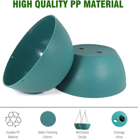 WSMKSZ adjustable triple-chain hanger with blue green planter for flexible height