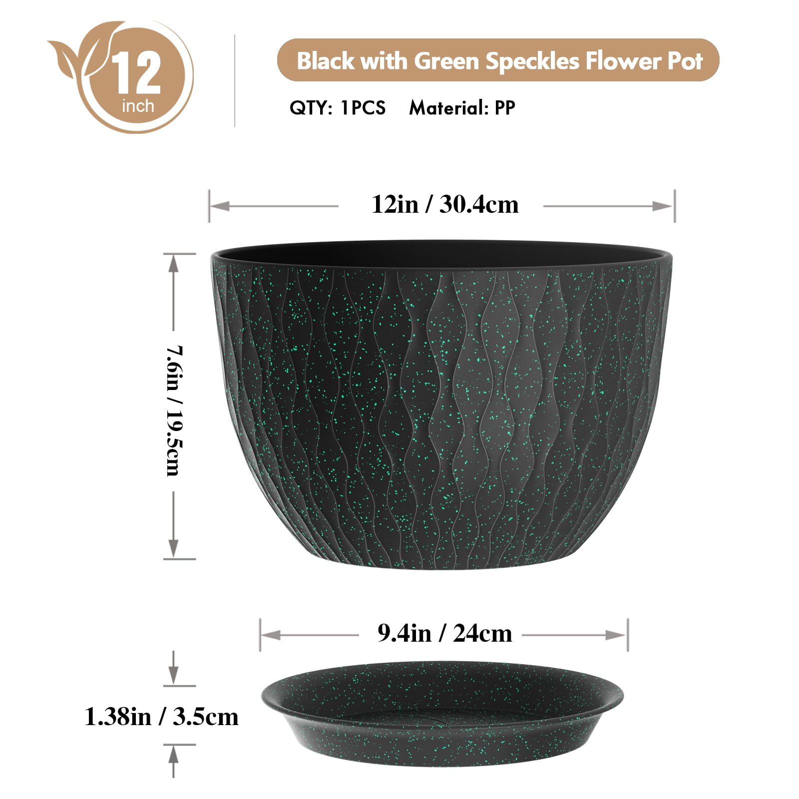 WSMKSZ pot showing drainage holes and saucer for water management