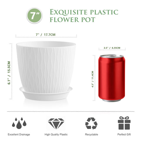 WSMKSZ pot with drainage holes and saucers to protect surfaces