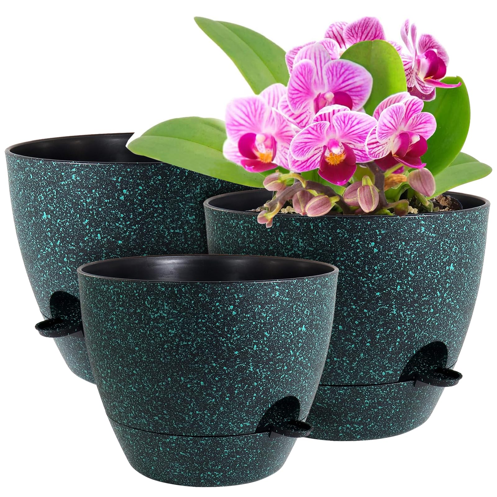 WSMKSZ 12-inch self-watering planter with mesh drainage for balconies