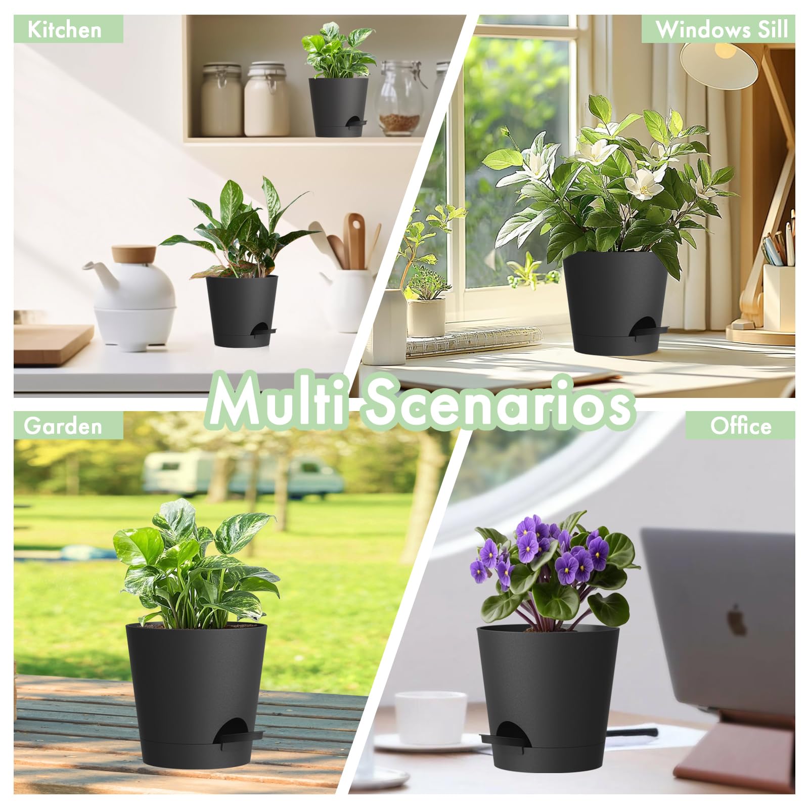 WSMKSZ self-watering pot 4inch ideal for small spaces and herb gardens.