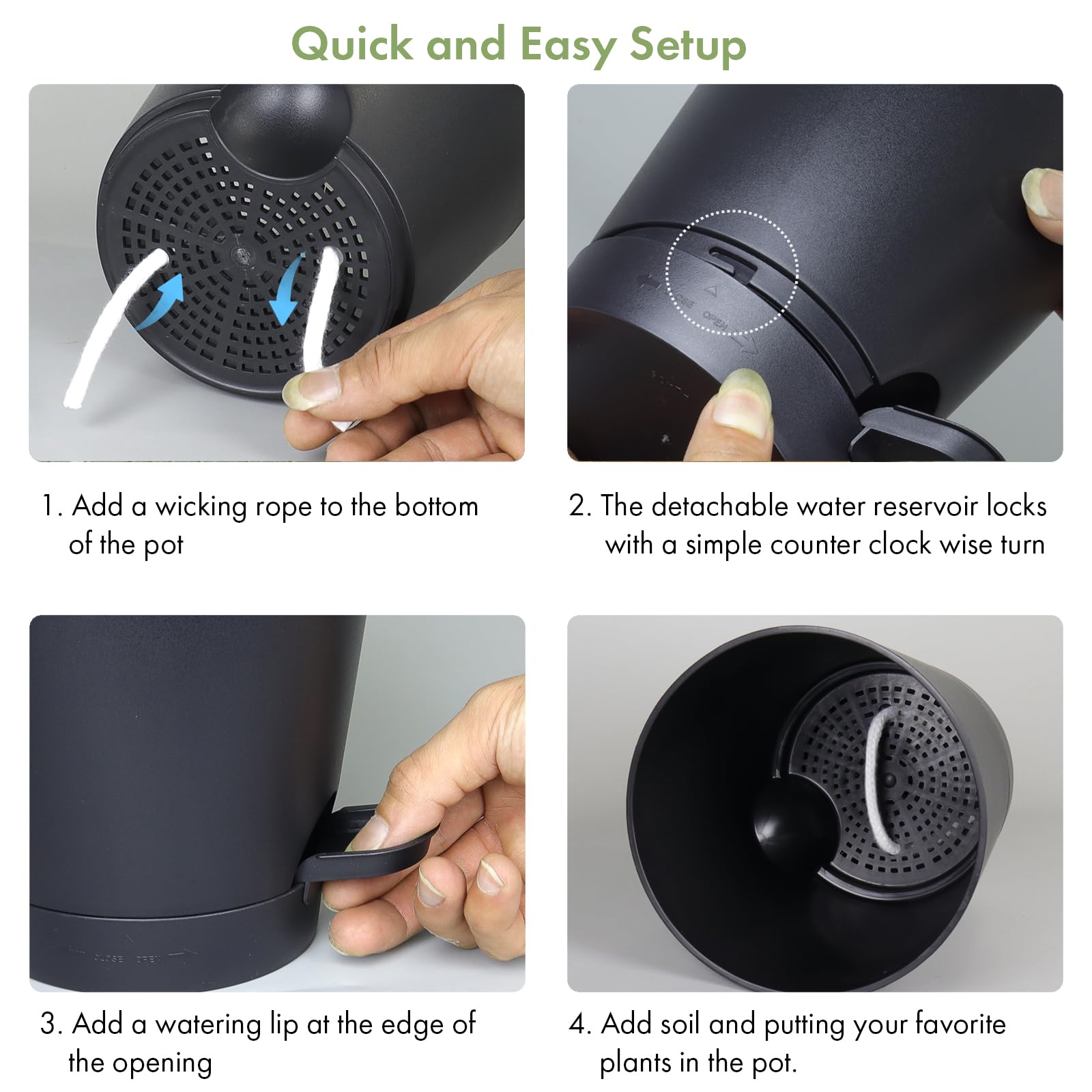 WSMKSZ self-watering pot 5-5inch supports lush growth with bottom reservoir.