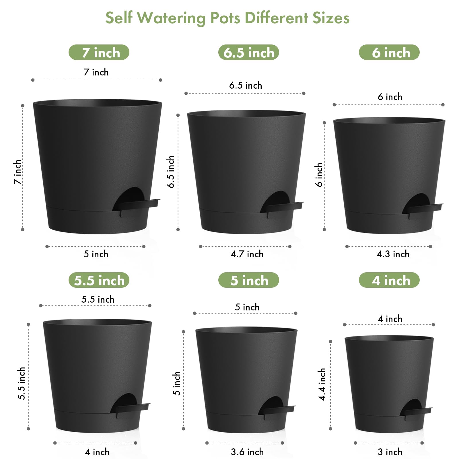 WSMKSZ self-watering pot 6-5inch with wick keeps roots nourished with less watering.