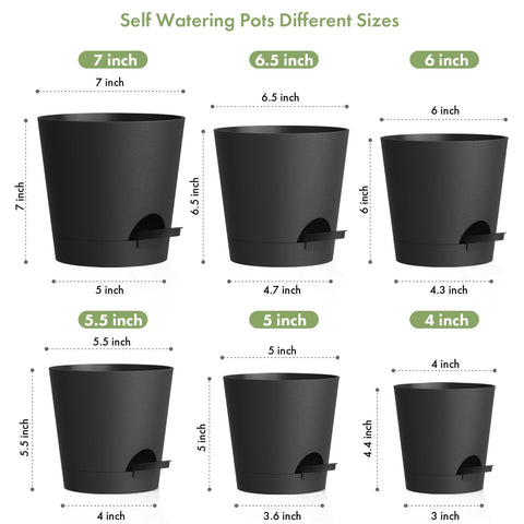 WSMKSZ self-watering pot 6-5inch with wick keeps roots nourished with less watering.