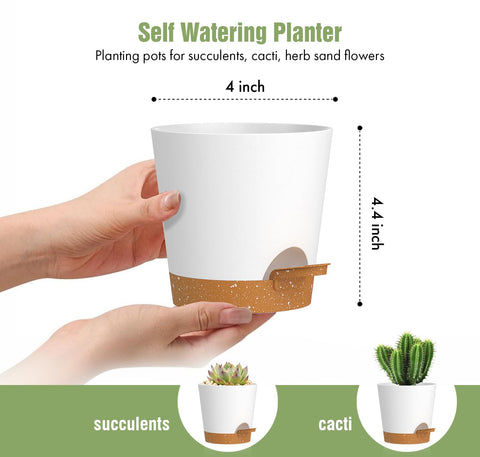 WSMKSZ self-watering pot with drainage holes for healthy roots.