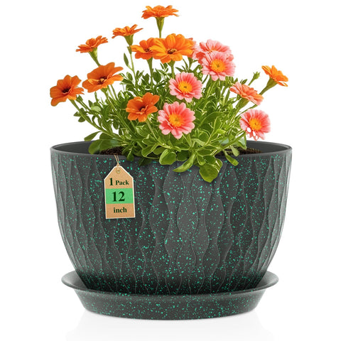 WSMKSZ water ripple pot in black with green speckles for indoor decor