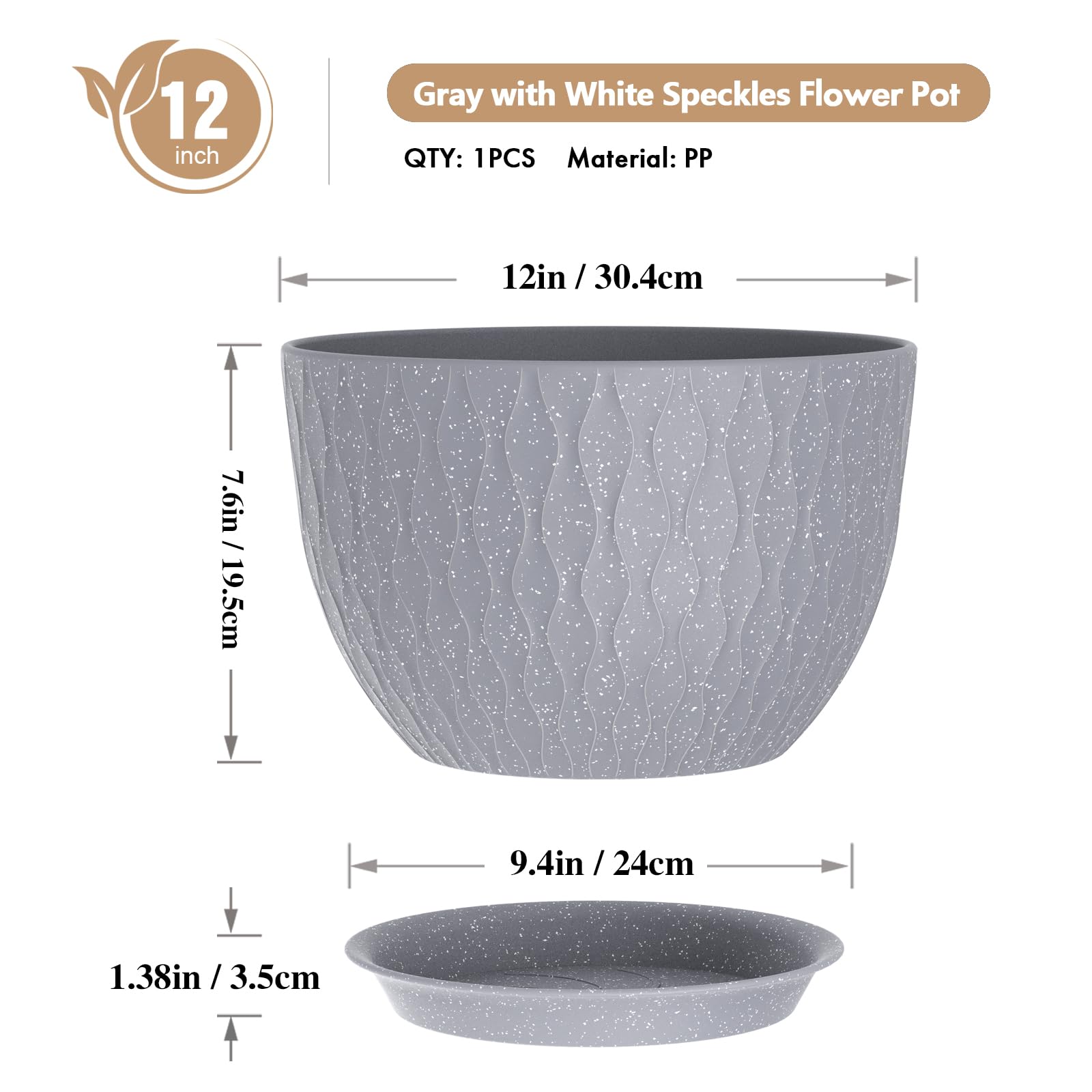 WSMKSZ water waves pot showing drainage holes and saucer for outdoors