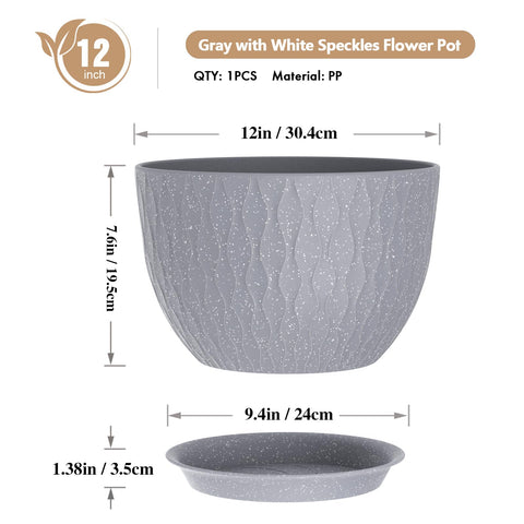 WSMKSZ water waves pot showing drainage holes and saucer for outdoors