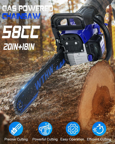 WTHW 58cc chainsaw with 18-inch bar for precise limbing