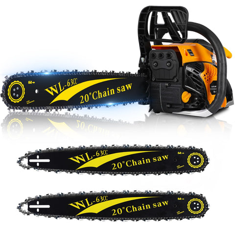 WTHW 63CC gas chainsaw body with a powerful engine for tough cuts.