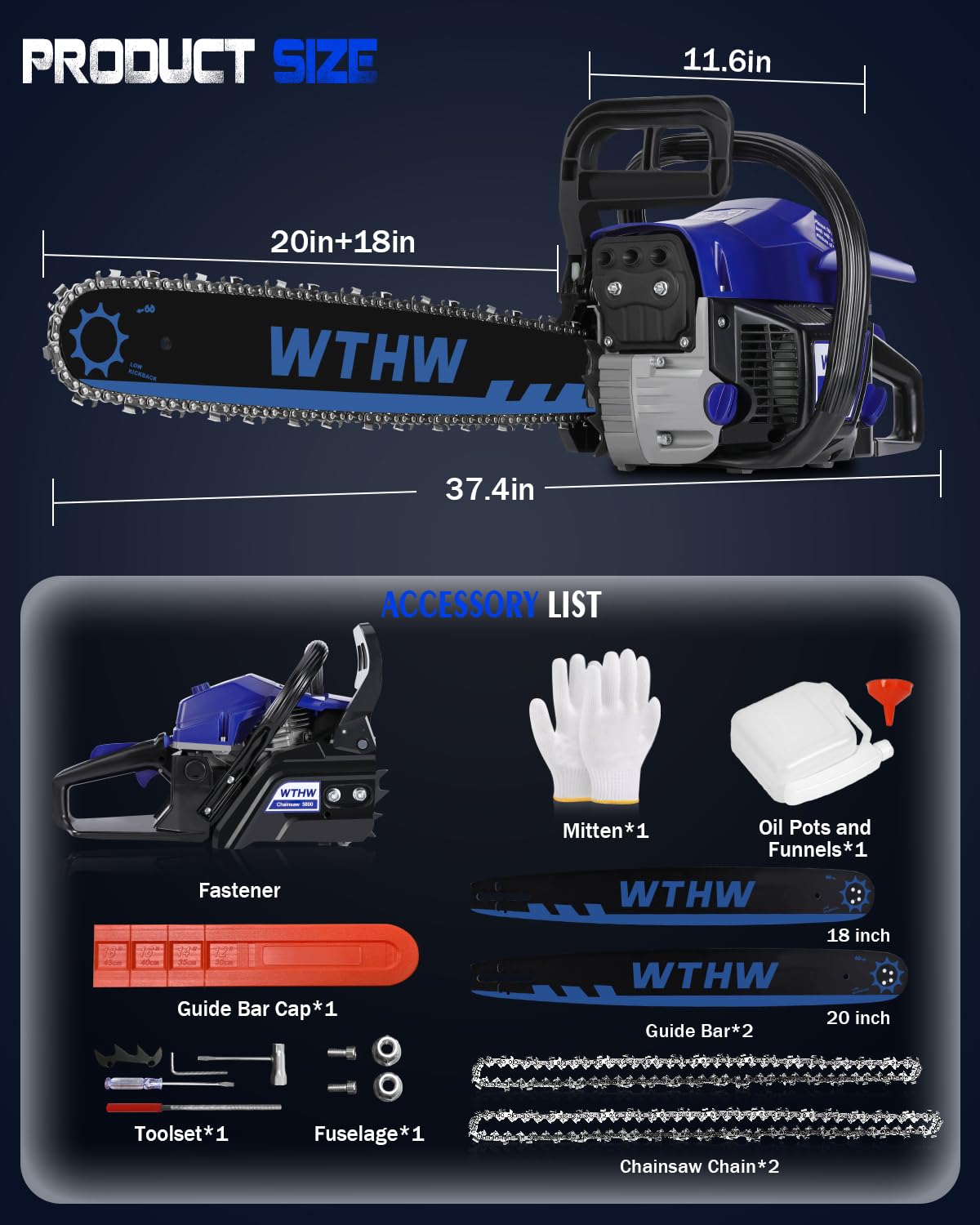 WTHW automatic chain oiler keeps the chain lubricated