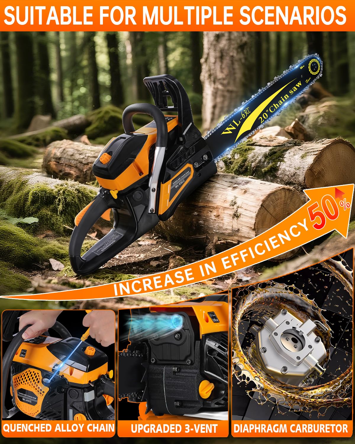 CDI ignition provides reliable starts in all weather conditions.